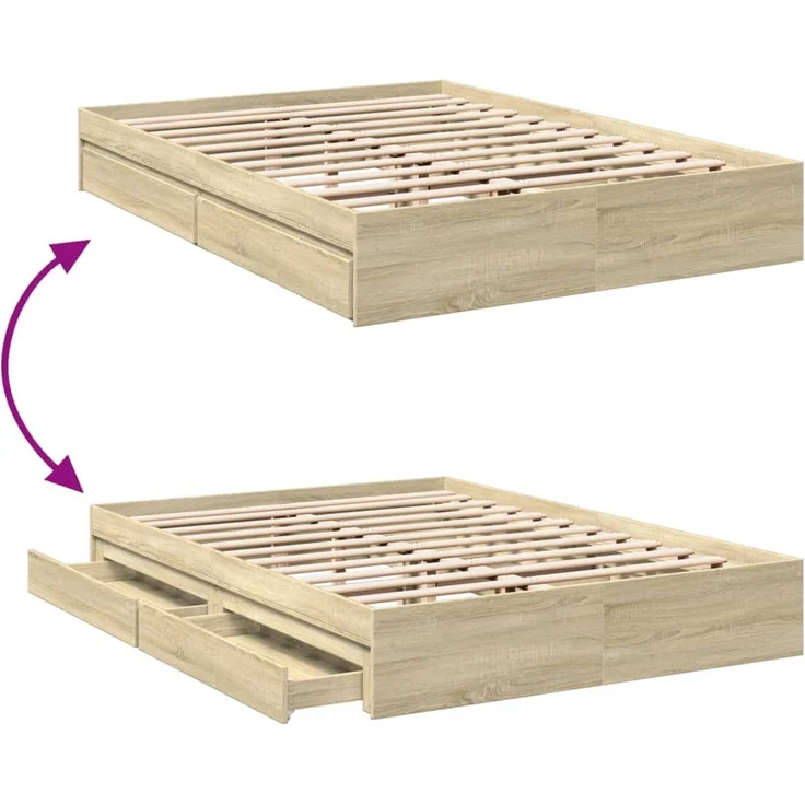 vidaXL Bettgestell mit Schubladen Sonoma-Eiche 160x200cm Holzwerkstoff 3280645 – Bild 8