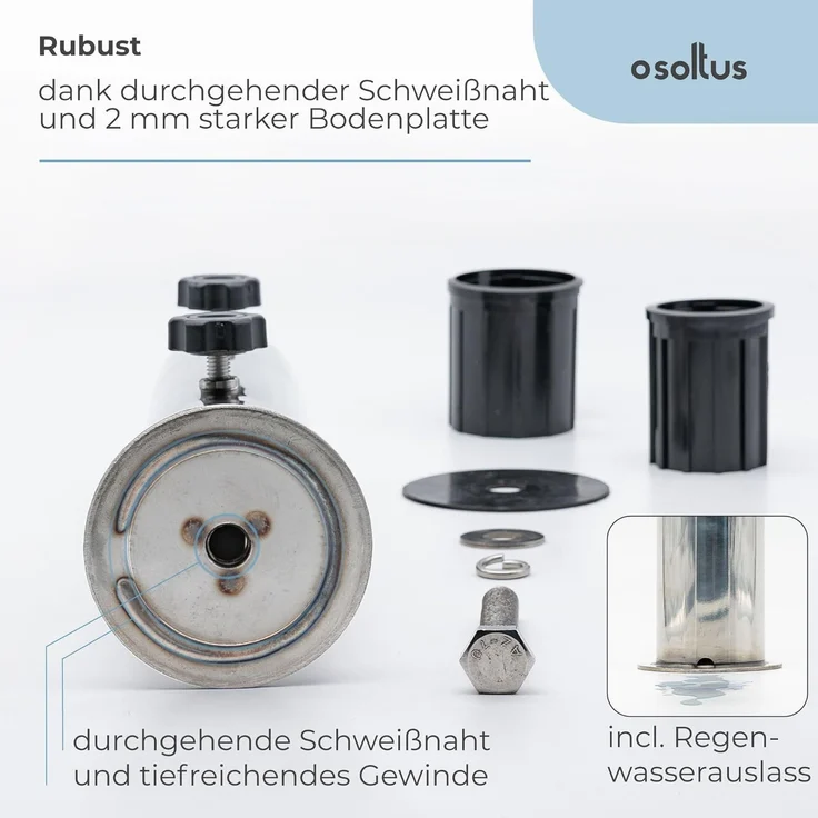 osoltus Edelstahl Universal Standrohr zu Granit Schirmständer 30/40kg – Bild 5
