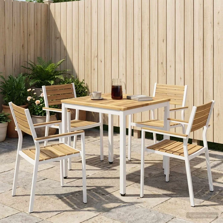 vidaXL Gartentisch NAARDEN Weiß gewaschen 60 x 60,5 x 75 cm 901755 – Bild 1