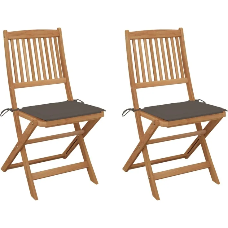 vidaXL Klappbare Gartenstühle 2 Stk. mit Kissen Massivholz Akazie 3064652