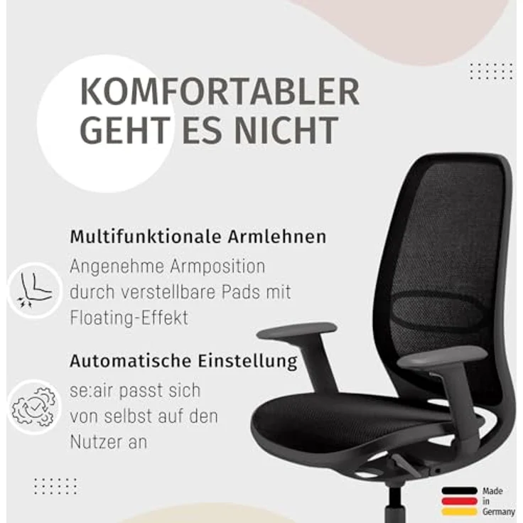 sedus Bürostuhl se:air: Bürostuhl aus Netzmembran mit Mulitfunktionsarmlehnen, (automatischer Gewichtsanpassung und Lordosenstütze, Zeitloses und filigranes Design) – Bild 8