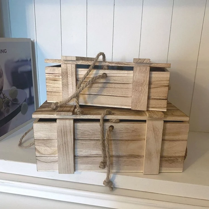 UNUS HOME Dekokiste Holzkisten geflammt mit Deckel und Seilgriffen (1 St, 1-teilig: Holzkiste mit Deckel geflammtes Holz 30x10x18,5 cm Griffe), Schatzkiste, Holzkasten, Truhe, Aufbewahrung, Geschenkbox, Holztruhe – Bild 2