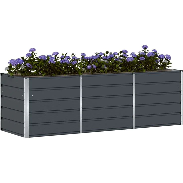 Pflanzkübel, Blumentopf, Blumenkasten Anthrazit 240 x 80 x 75 cm Stahl – Bild 3