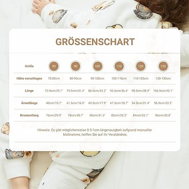 XQ&XG Baby Schlafsack mit Füßen 2.0 Tog,Babyschlafsack mit langen Ärmeln,Schlafsack Kinder mit Beinen für mädchen und Junge,Weiß Bär,100 – Bild 4