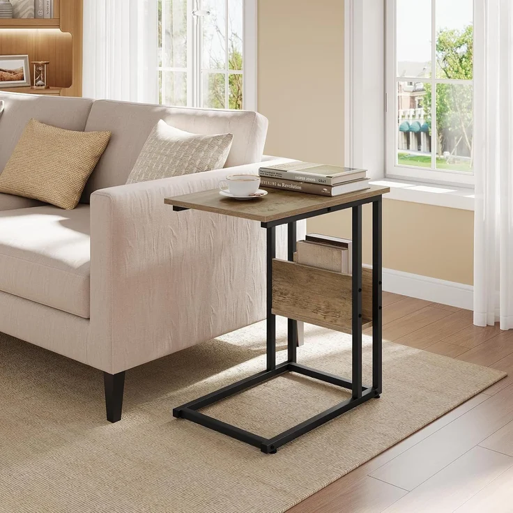 Woltu Beistelltisch (1-St), Kaffeetisch Couchtisch Sofatisch aus Metall MDF – Bild 2