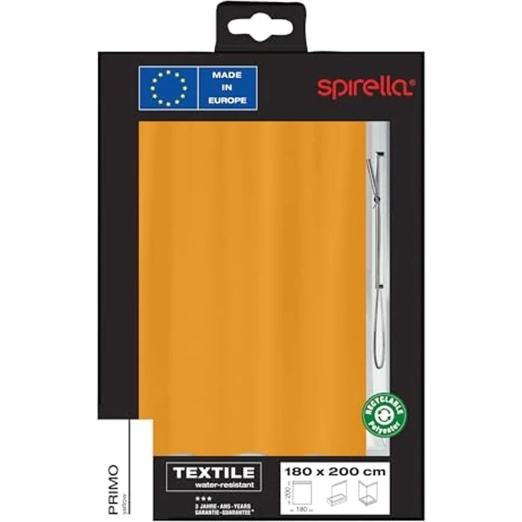spirella Duschvorhang PRIMO Breite 180 cm, Anti-Schimmel Textil-Duschvorhang, Polyester, 180x200 cm, waschbar – Bild 2
