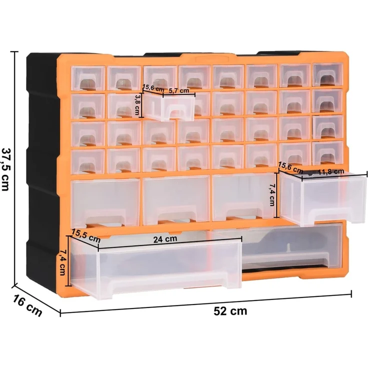 vidaXL Multi-Schubladen-Organizer mit 38 Schubladen 52x16x37,5 cm 147577 – Bild 9