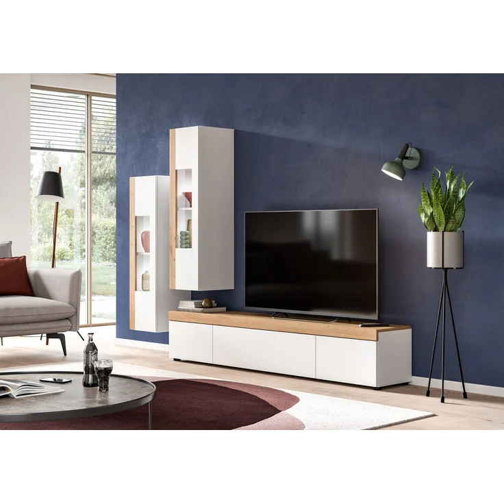 Vitrine (B/H/T: 30x112x33 cm) in weiß Nachbildung – Bild 5