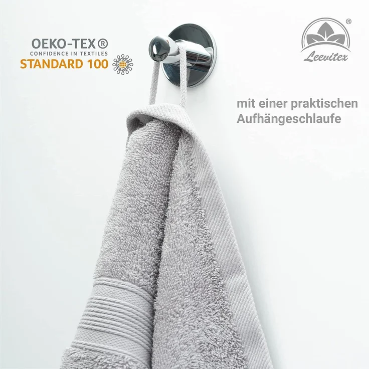 leevitex® Saunatuch Saunatuch Frottee XXL, (1-St), 80 x 200 cm, extra groß & saugfähig, Silber/Hellgrau – Bild 4