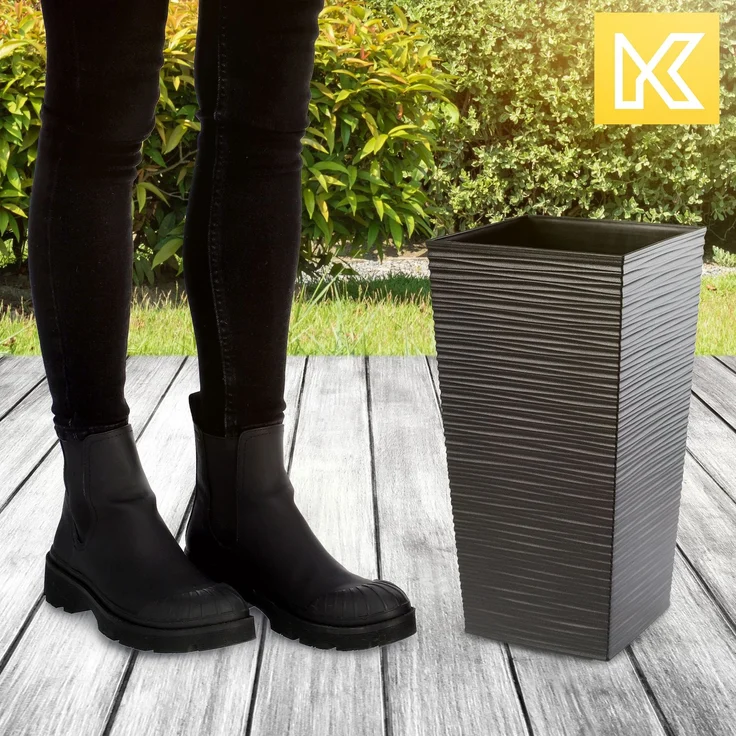 KADAX Blumentopf Blumentopf mit Einsatzabdeckung Blumenständer Hoch Garten Graphit 19x36cm – Bild 6
