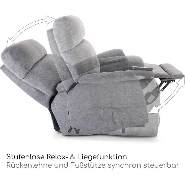 Raburg XXL-Sessel Fernsehsessel mit Aufstehhilfe, Relaxsessel mit Liegefunktion, Samson, elektrisch mit Fernbedienung, 1 Motoren, bis 200 kg – Bild 4