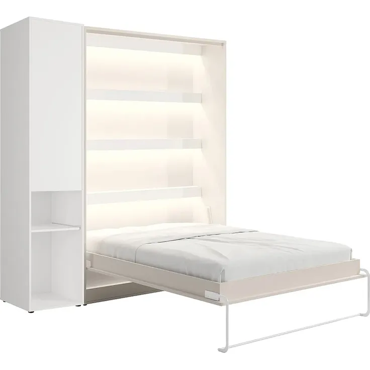 Vente-unique - RAPILI Bett Holz, Platte BeigeWeiß - B 50 cm239,2 cm x H 225,2 cm x L 209 cm – Bild 3