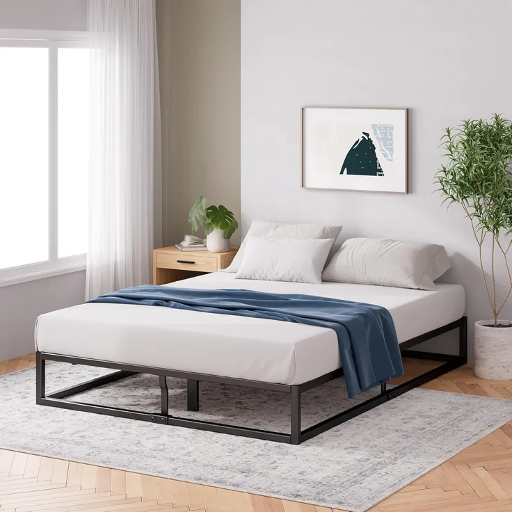 ZINUS Joseph 25 cm Metallrahmenbett | Lattenrost | Holzlattenunterstützung | Stauraum unter dem Bett | Für Erwachsene, Kinder, Jugendliche | 90x200 cm | Schwarz