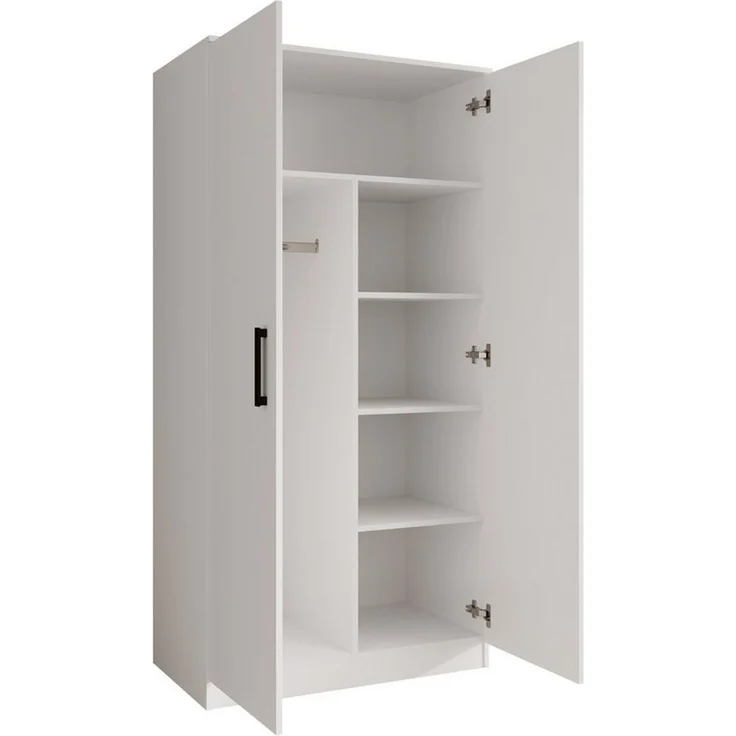 Beautysofa Kleiderschrank TREND 2-türig mit Selbsteinzug, Kleiderstange und 5 Einlegeböden (verschiedene Farben, mit oder ohne Schubladen) – Bild 4