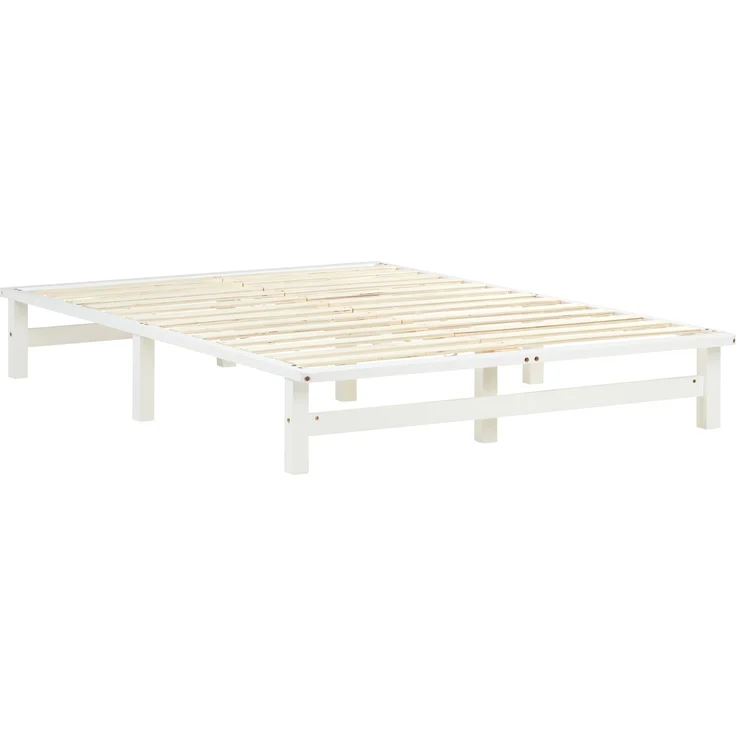 Holzbett 140x200 mit Matratze Holzbettrahmen Palettenbett Weiß Doppelbett Bett Massiv Holz Bettgestell – Bild 8