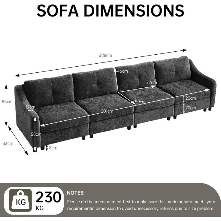 Ecksofa Schlaffunktion Kordsofa L Form 251cm Grau 4 Sitze – Bild 2