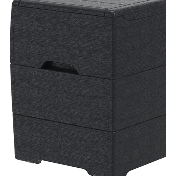 Duramax Cedargrain Durabox 270 Liter/ 71 Gallonen Kissenbox aus Kunststoff, Auflagenboxen aus Kunststoff mit Griffen, Organizer für Gartenmöbel, abschließbarer Deckel, Patio-Box, Dunkelgrau – Bild 14