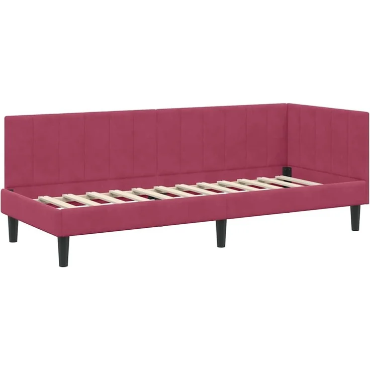 vidaXL Eckbettgestell mit Kopfteil Weinrot 80 cm x 200 cm Samt 42016332 – Bild 3