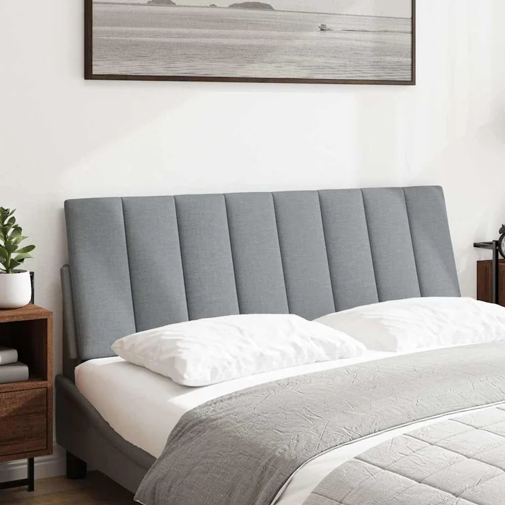 vidaXL Kopfteil-Kissen "Hanko" Hellgrau 140 cm Stoff Grau – Bild 2