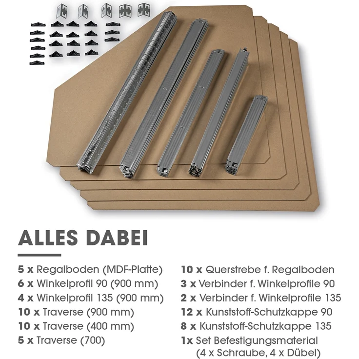 EASYmaxx Schwerlastregal Eckregal 180x90x40 cm, 1-tlg, 875 kg Traglast, 175 kg pro Ebene, Regal und Werkbank – Bild 5