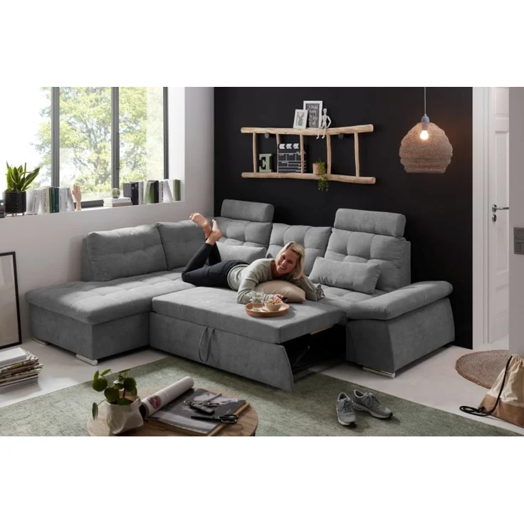 Entdecken Sie zeitlose Eleganz: Das Nalo Schlafsofa von ED Exciting Design mit verstellbaren Armlehnen und Bettkasten – Bild 3