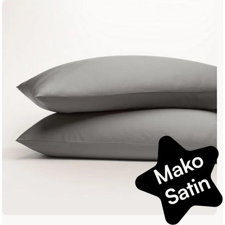 Seralino Kissenbezüge Mako Satin Kissenbezug (100% Bio Baumwolle) weich, hautfreundlich, (2 Stück), Fairtrade/ GOTS zertifizierte uni Kissenhülle mit Reißverschluss