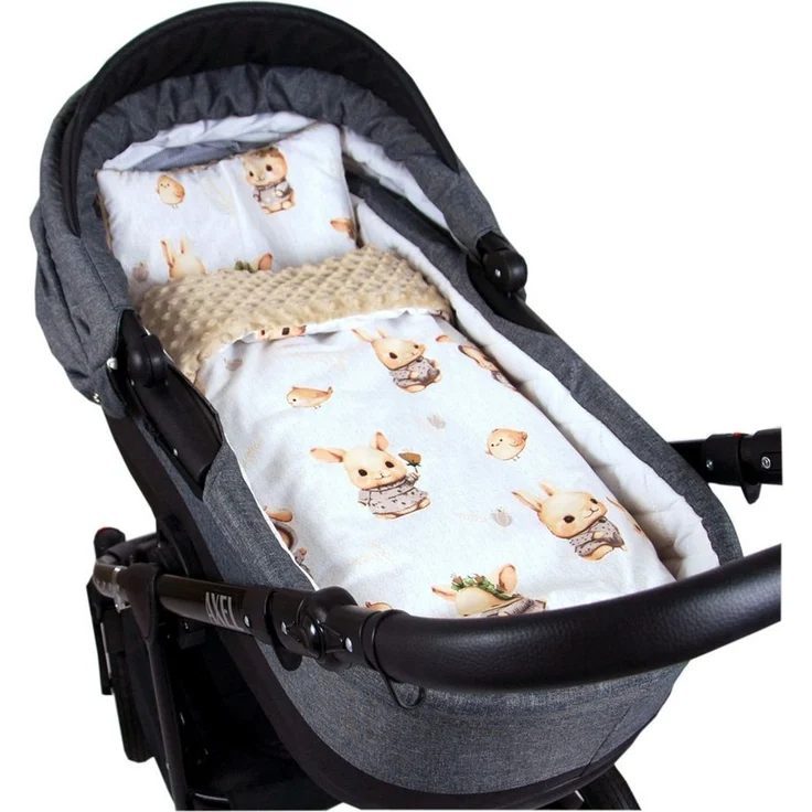 Kinderdecke BABYLUX Babydecke MINKY 2Set Kuscheldecke Decke 75 x 60cm Kinderwagen, BabyLux, MP150 - Beige + Häschen – Bild 1