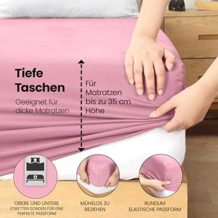 Utopia Bedding - Spannbettlaken 90x200 cm - Rosa - Oeko-Tex Zertifiziertes Gebürstete Polyester-Mikrofaser Spannbetttuch - 35 cm Tiefe Tasche – Bild 6