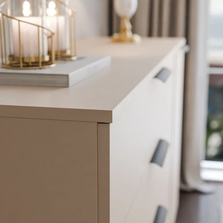 Lookway Kommode LINA KASCHMIR 1D4S mit LED Beleuchtung auf hohen Füßen – Bild 4