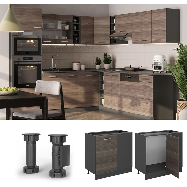 Eckunterschrank R-Line Edelgrau 86 cm ohne Arbeitsplatte Vicco – Bild 3