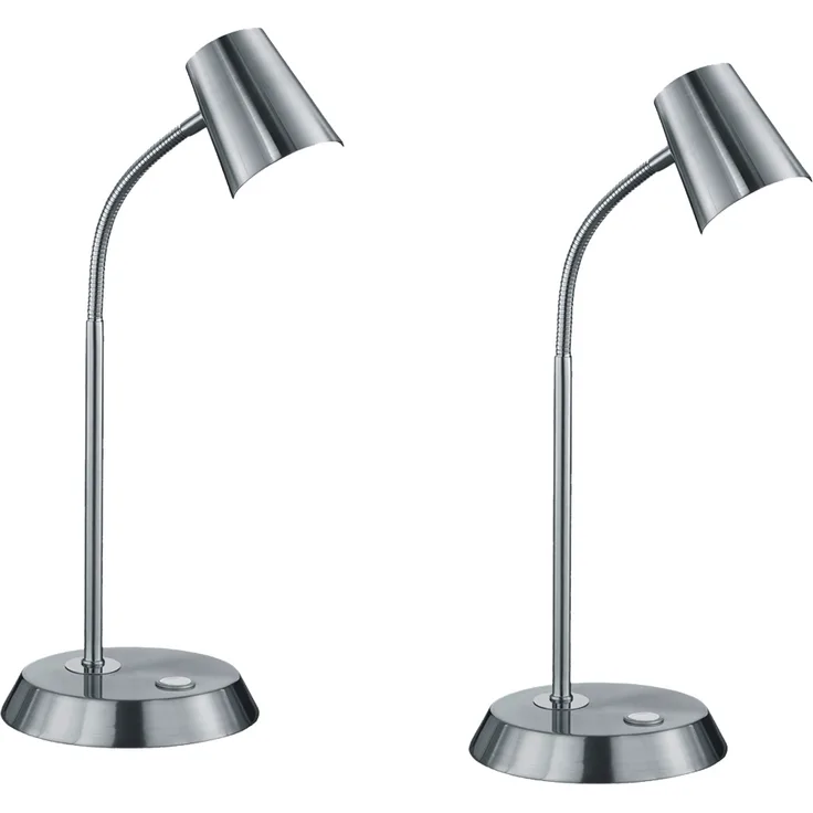 Flexible LED Schreibtischlampe 2er Set in Silber matt dimmbar