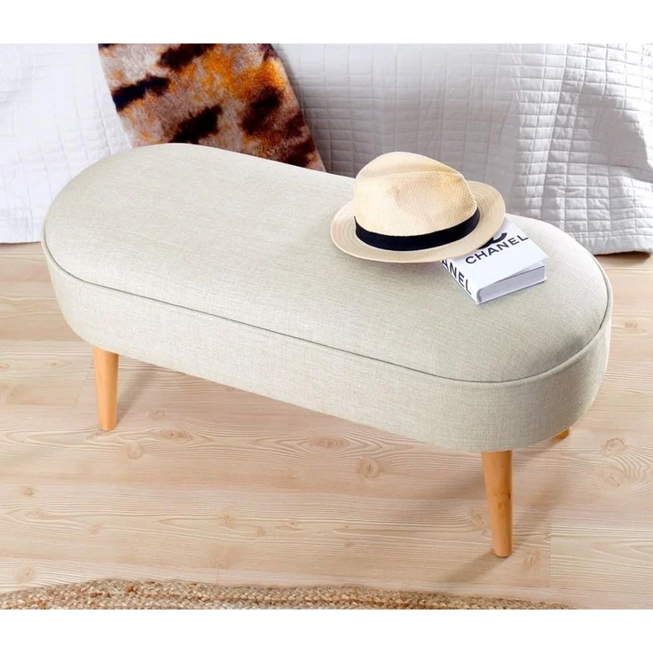 Hanah Home 'Lednok - Cream' Pouffe, Creme, 100 x 47 x 40 cm – Bild 4