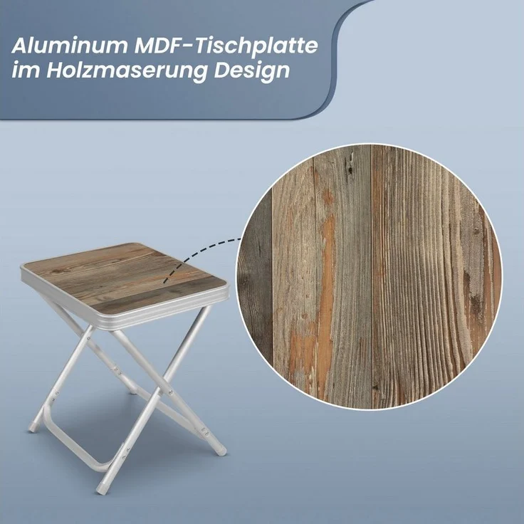 HOMECALL Campinghocker Klapphocker mit MDF Tisch aus Aluminium Leichter kleiner Aussenstuhl, für Camping, Angeln, Picknick, Reisen und Wandern – Bild 3