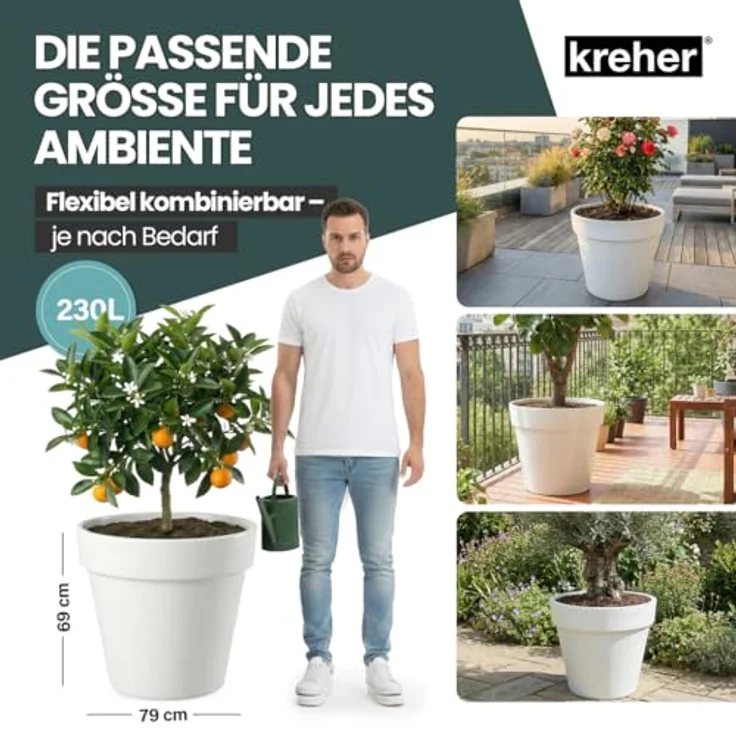 Kreher Pflanzkübel Rollbarer XXL Pflanzkübel "LIKE" Ø 79 cm in verschiedenen Farben (2 St) – Bild 6