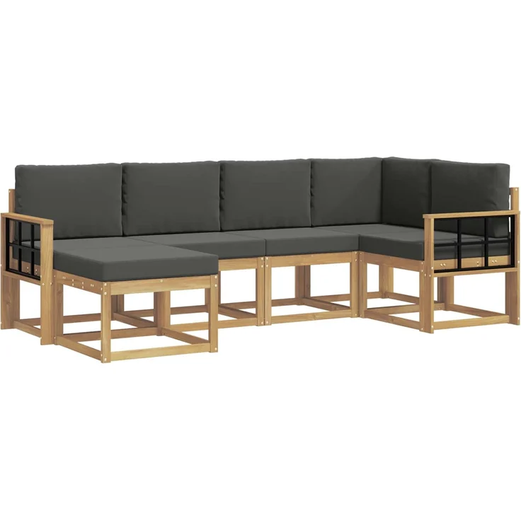 vidaXL Outdoor-Sofagarnitur 6 Stk. Weiß und Anthrazit Polyester 3387886 – Bild 2
