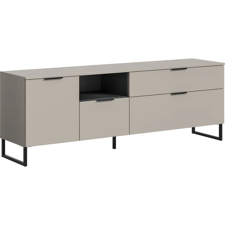 TV Lowboard B/H/T: 64x185x41 cm in Kaschmir Nachbildung und schwarz – Bild 1
