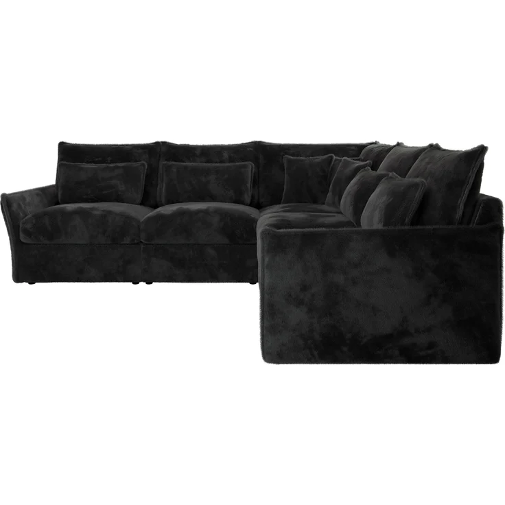Ecksofa für Wohnzimmer, L-förmige Ecke mit losen Kissen, modular 4-Sitzer couchgarnitur - VERSO - Dunkelgrau Plüschstoff – Bild 7