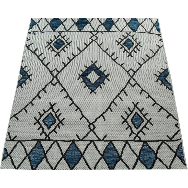 Paco Home Teppich Kuba 124, rechteckig, Höhe: 4 mm, Flachgewebe, Rauten Design, In- und Outdoor geeignet, Wohnzimmer – Bild 5