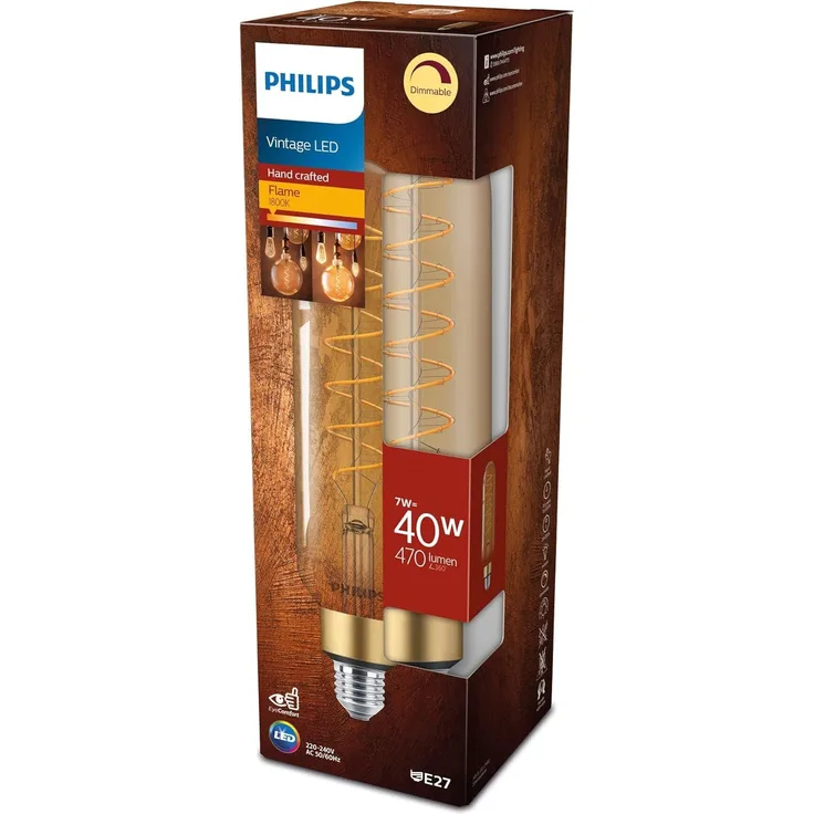 Philips LED-Lampe Classic Giant T65 7W/818 (40W) Gold Dimmable E27