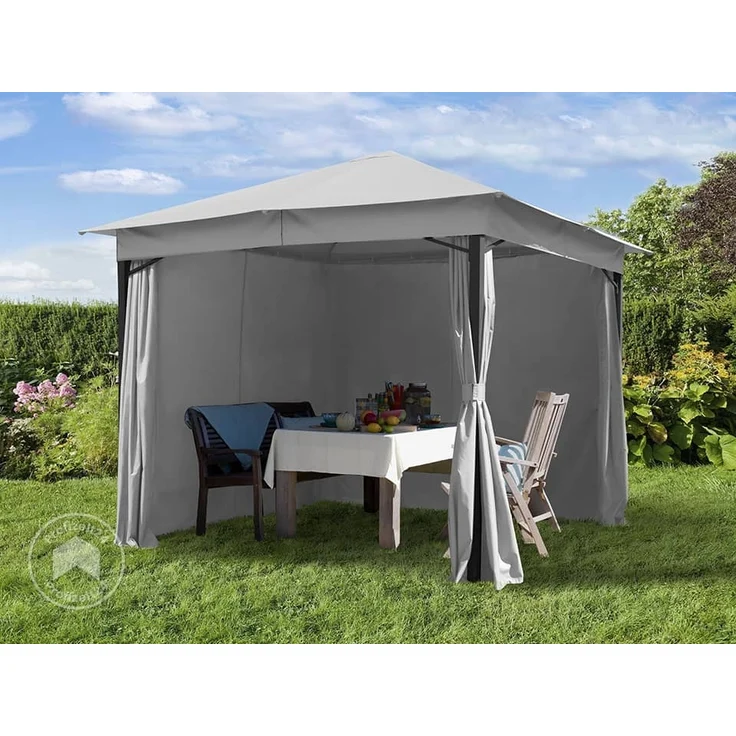Toolport Gartenpavillon wasserdicht 180g m² Dachplane, Stahlrahmen / Polyester grau, 3x3 m – Bild 2