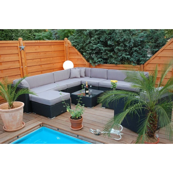 Ragnarök Möbel-Design Gartenlounge-Set Lounge Set Narvik, (Set, Ecklounge, Polyrattan, Alu), Sitzpolster ca. 16 cm dick und haben 2 intergrierte Härtegrade – Bild 4