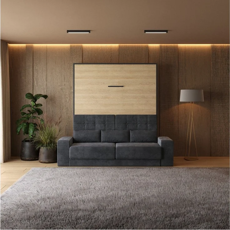 SMARTBett Schrankbett SMARTBett Schrankbett M1 180x200 Vertikal inkl. Anthrazit SOFA (Schrankbett, 2-St, Schrankbett+ Sofa) – Bild 1
