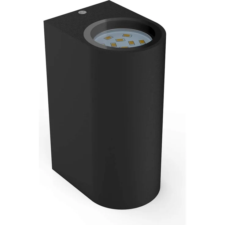B.K.Licht - Wandlampe mit warmweißer Lichtfarbe, GU10 Fassung, je 5 Watt, 400 Lumen, Aussenlampe, Wandleuchte aussen, LED Strahler außen, Außenleuchte, Außenwandleuchten, 15,1 x 6,7 x 9,2 cm, Schwarz – Bild 2