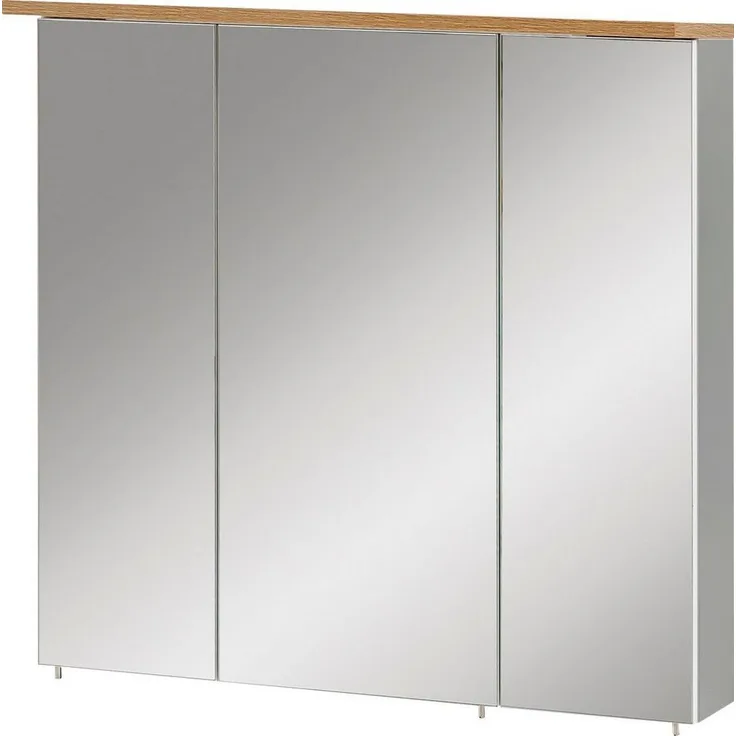 Schildmeyer Padua Spiegelschrank 148838, Platingrau/Eiche Landhaus Dekor, 70,5 x 16 x 72,3 cm (B/T/H)