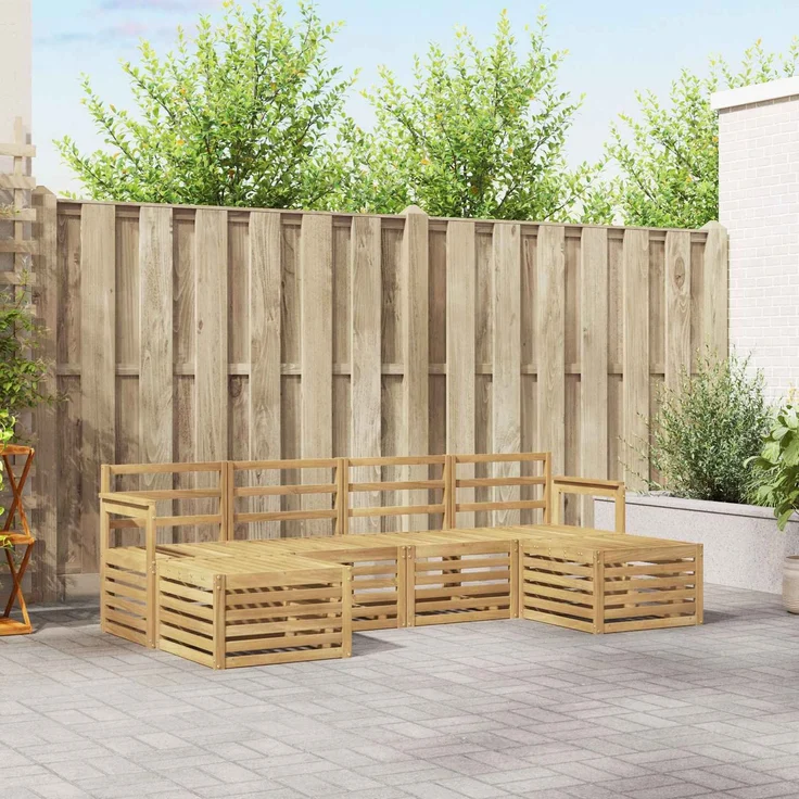 vidaXL Outdoor-Sofagarnitur 5 stk. 6-Sitzer Weiß Massivholz Akazie 3392259 – Bild 1