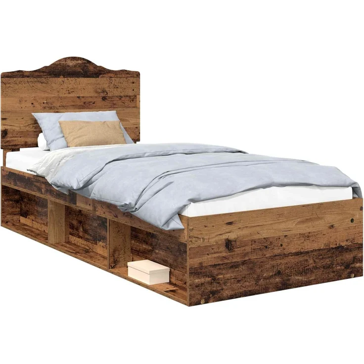 vidaXL Bettrahmen Altholz 75 x 190 cm Massives Kiefernholz 3413378 – Bild 2