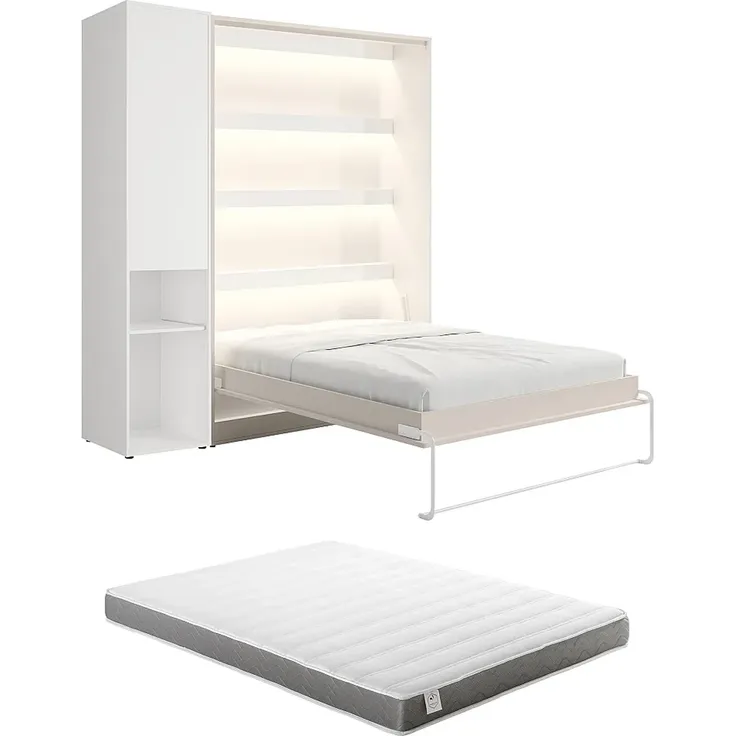 Vente-unique - RAPILI Bett Holz, Platte BeigeWeiß - B 50 cm239,2 cm x H 225,2 cm x L 209 cm – Bild 7