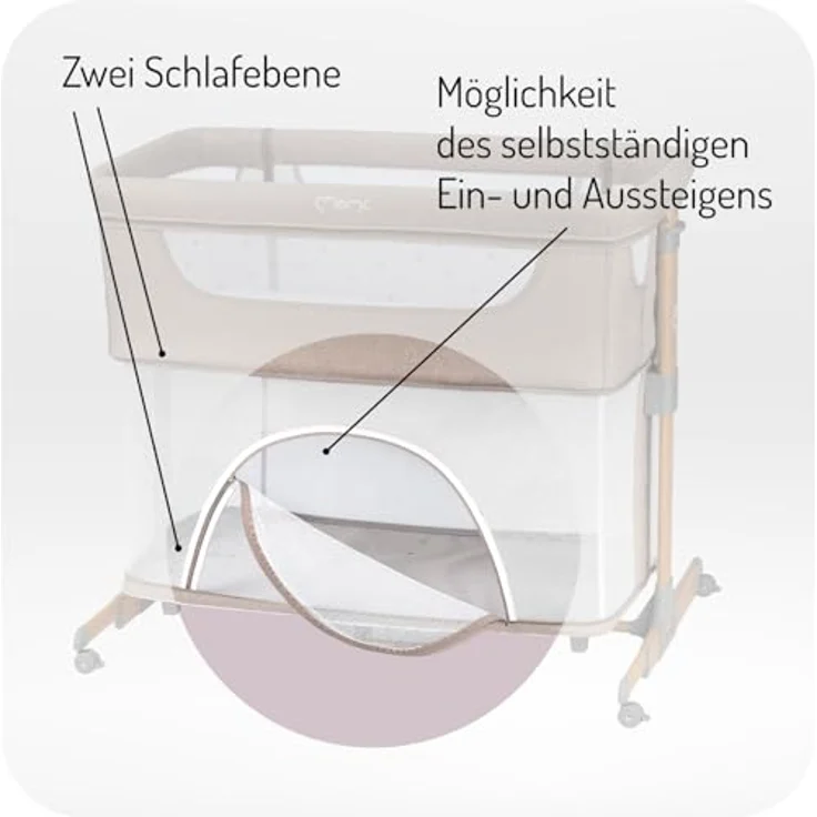 MoMi SMARTBED 4-in-1 Kinderbeistellbetten bis 15 kg, Beistellbett für Babys mit Matratze, Höhenverstellbar – Bild 7