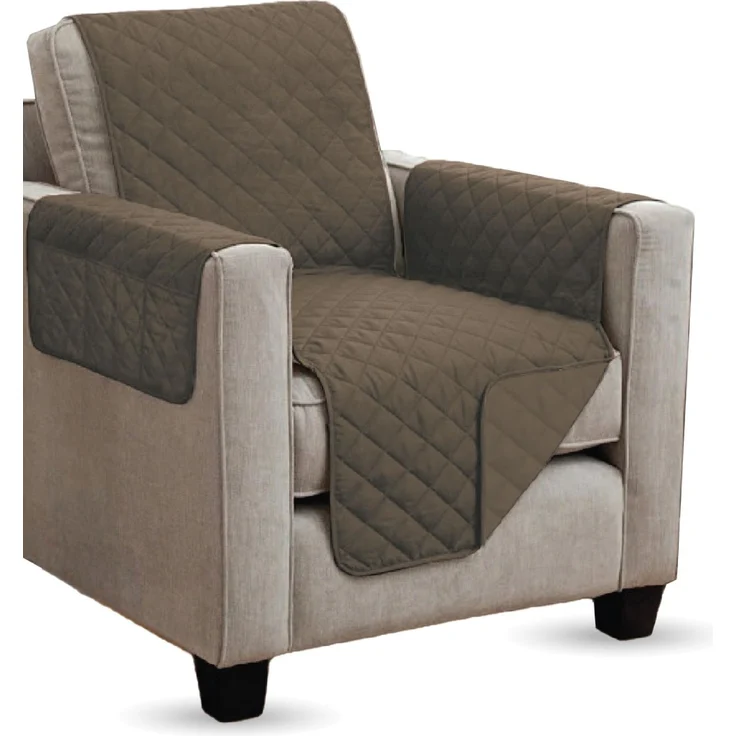 Sesselschoner gesteppt - 190x165cm Braun – Bild 1