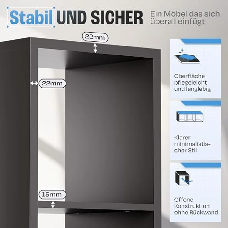 BMG Möbel Standregal NIZZA, Aktenregal, Würfel, Säulen Regal mit 3 Fächern, Made in Germany – Bild 5